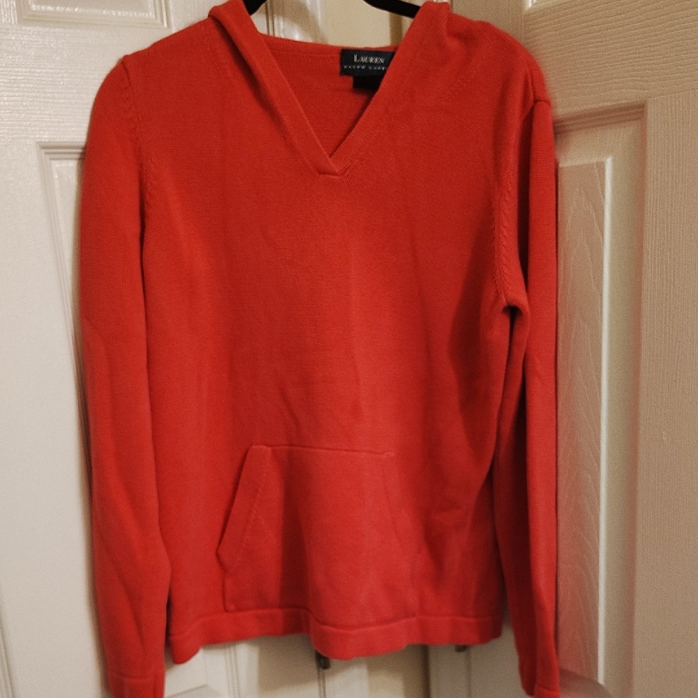 Ralph Lauren Women's V-Neck Sweater in Bold Red